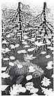 Unknown Artist MC Escher Three Worlds painting